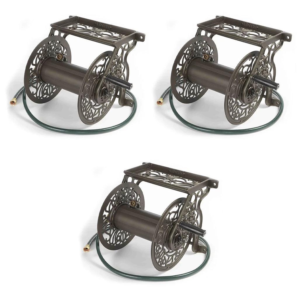 125 Foot Steel Garden Hose Wall Mounted Reel (3 Pack) U3553