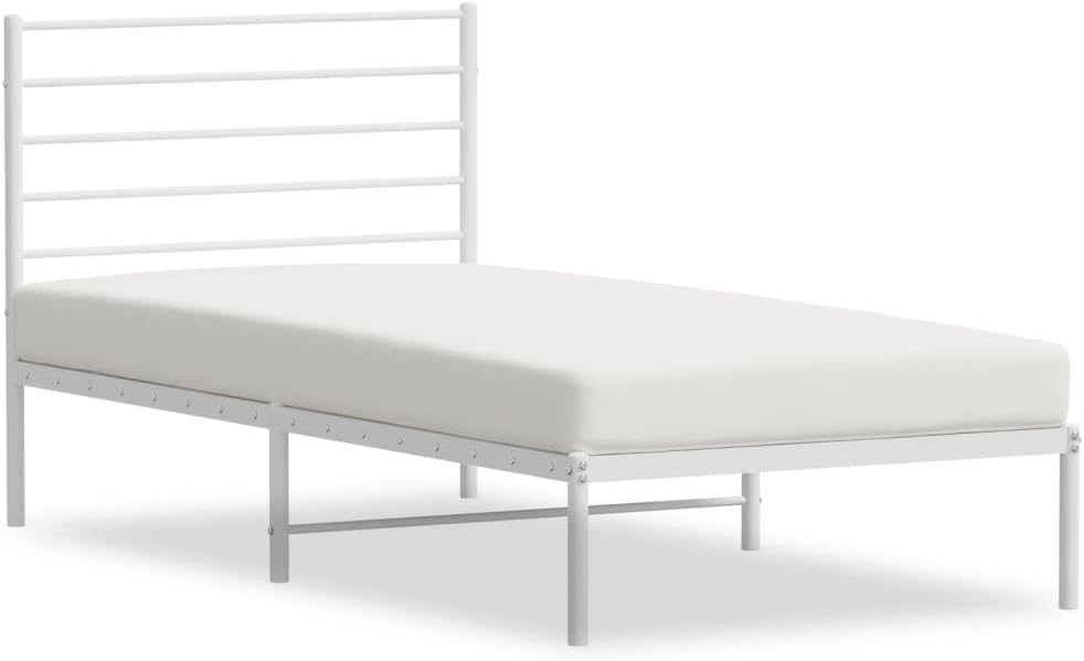 White Metal Bed Frame with Headboard 39.4"x78.7" P759