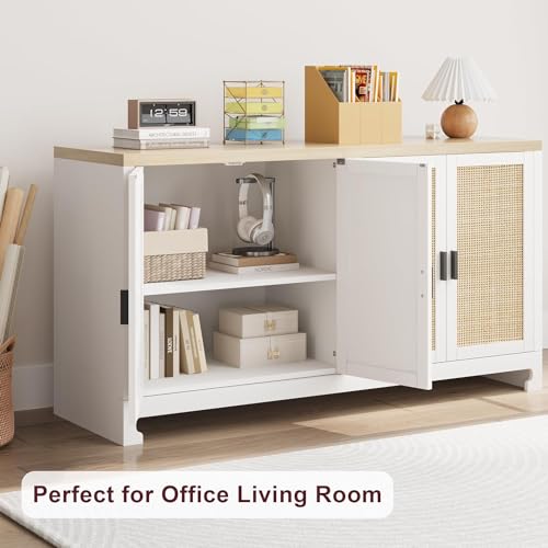 White Rattan 4 Door Storage Cabinet M466783