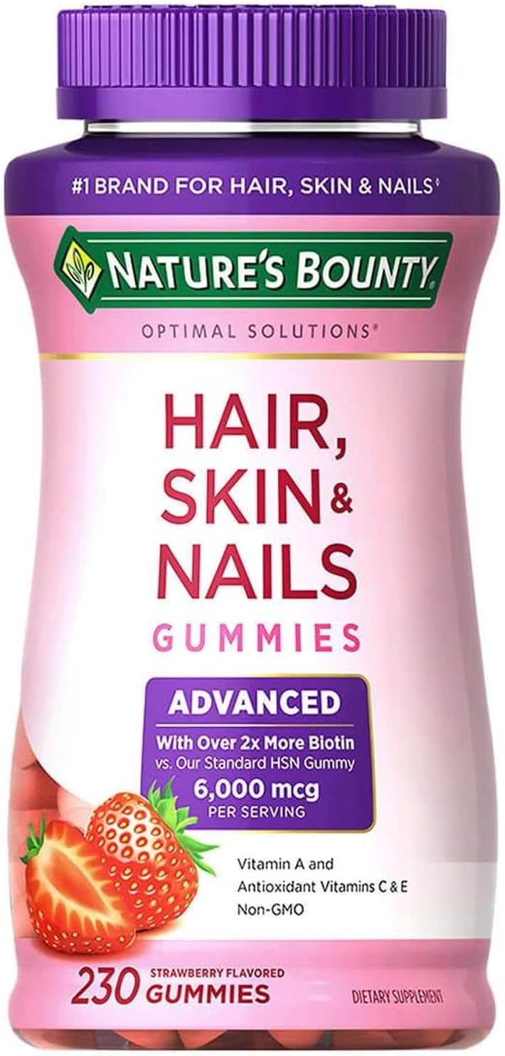 230 Gummies Hair Skin and Nails Supplement with Biotin Vitamin C E Strawberry Flavor Q84431