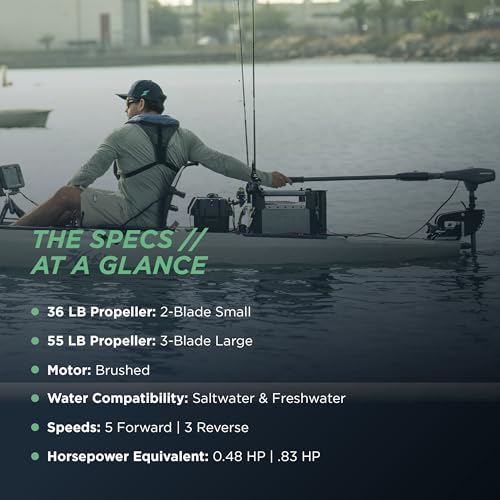 55lb Thrust Transom Mounted Saltwater Electric Trolling Motor with LED Battery Indicator (24" Shaft) J1077