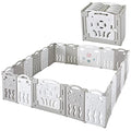 18 Panel White Grey Foldable Baby Playpen with Safety Gate G288