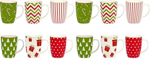 Set of 6 Assorted 14 oz Porcelain Mugs H951