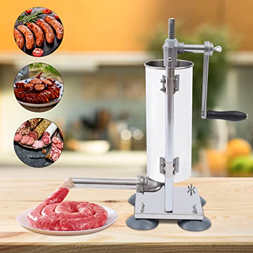 Stainless Steel 3L 6LBS Vertical Meat Sausage Stuffer Machine with 8 Stuffing Tubes S784983