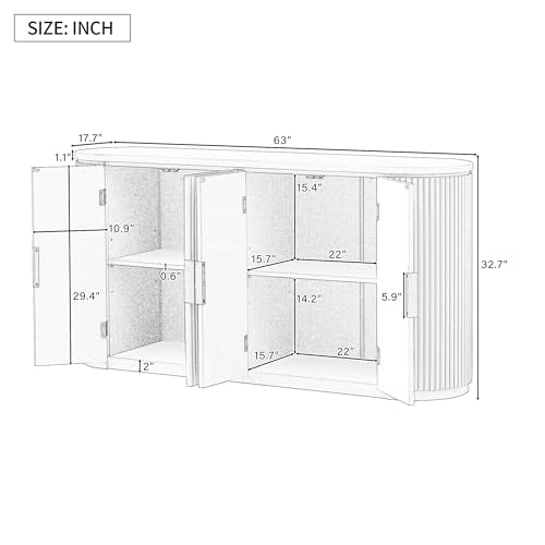 Beige Wooden Accent Storage Cabinet with 2 Doors and Adjustable Shelf J7400