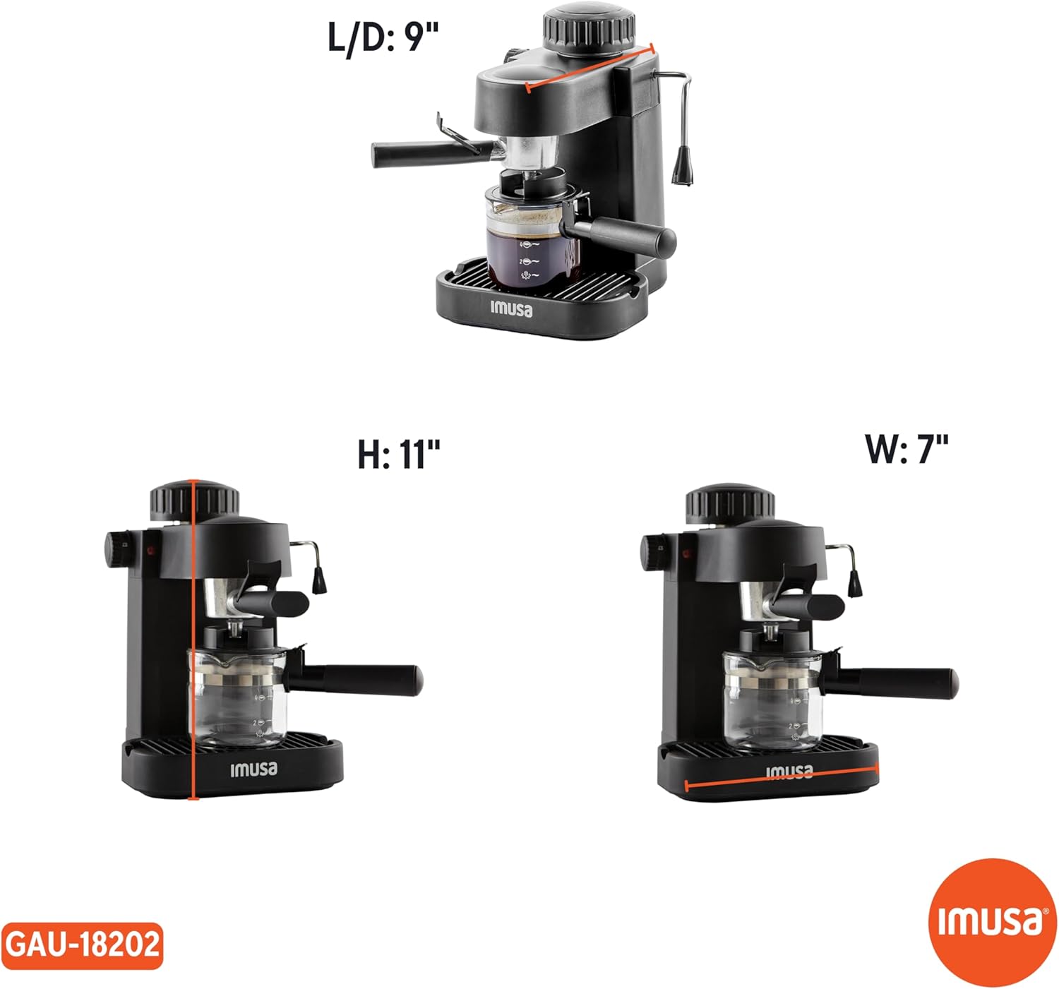 4 Cup Espresso Cappuccino Maker, Black P601