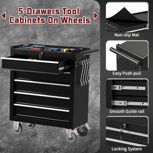 4-Drawer Black Rolling Tool Chest with Wheels L99024