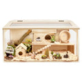 Extra Large Wooden Hamster Cage with Acrylic Sheets (32 x 16 x 16 Inch) E914