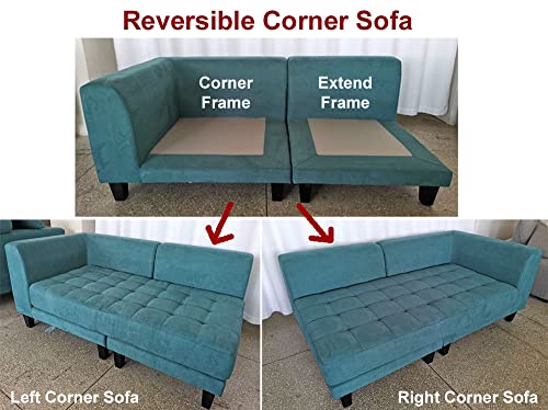 Large 5-Piece Grey Microfiber Fabric Sectional Sofa Set O124
