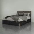 2 Piece Queen Size Bedroom Set, Bark Grey and Black U42631