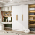 White 6 Storage Cube Wooden Wardrobe Armoire with Hanging Rod T455