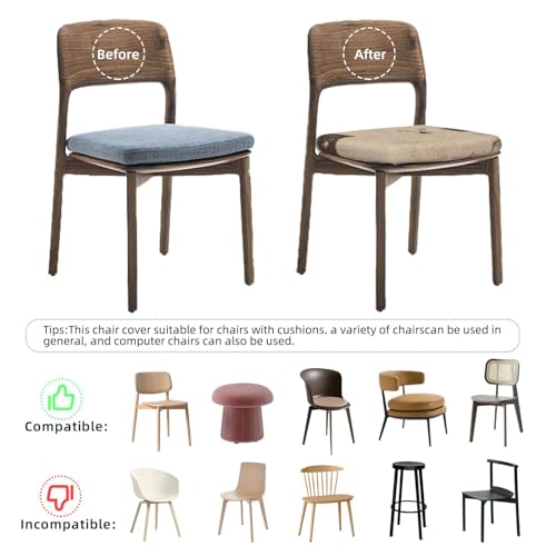 6 Pcs Stretch Removable Washable Dining Chair Seat Covers G188874