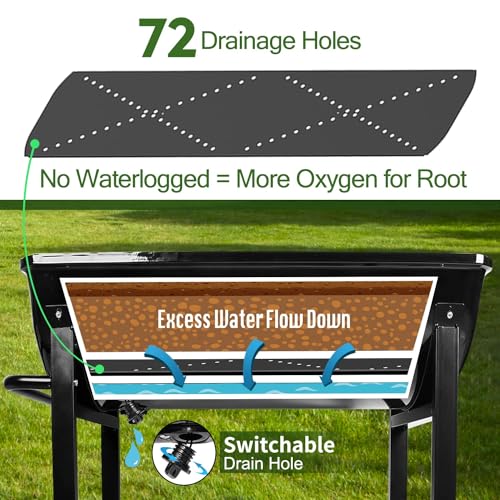 Metal Raised Planter Box on Wheels with Gardening Kit B381099