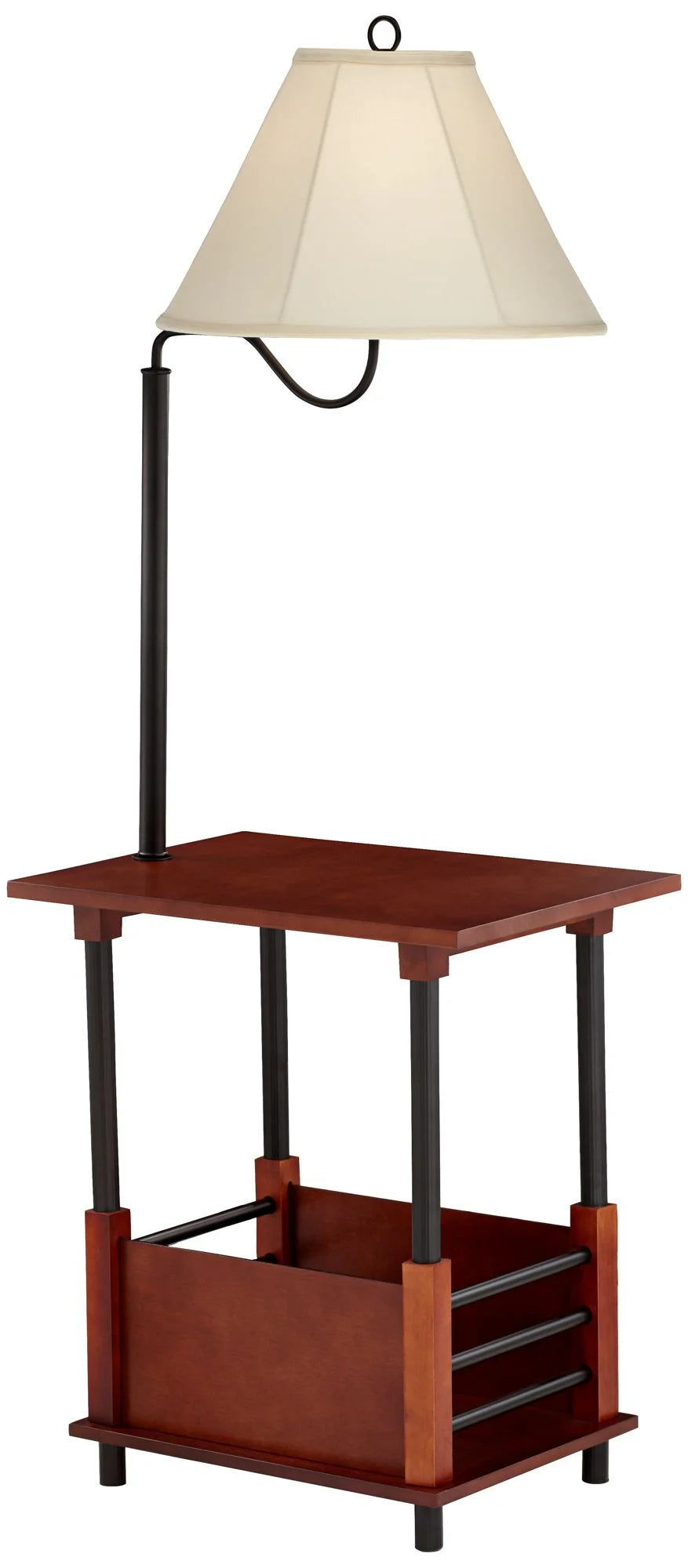 55" Tall Wood Floor Lamp with Off White Shade P167