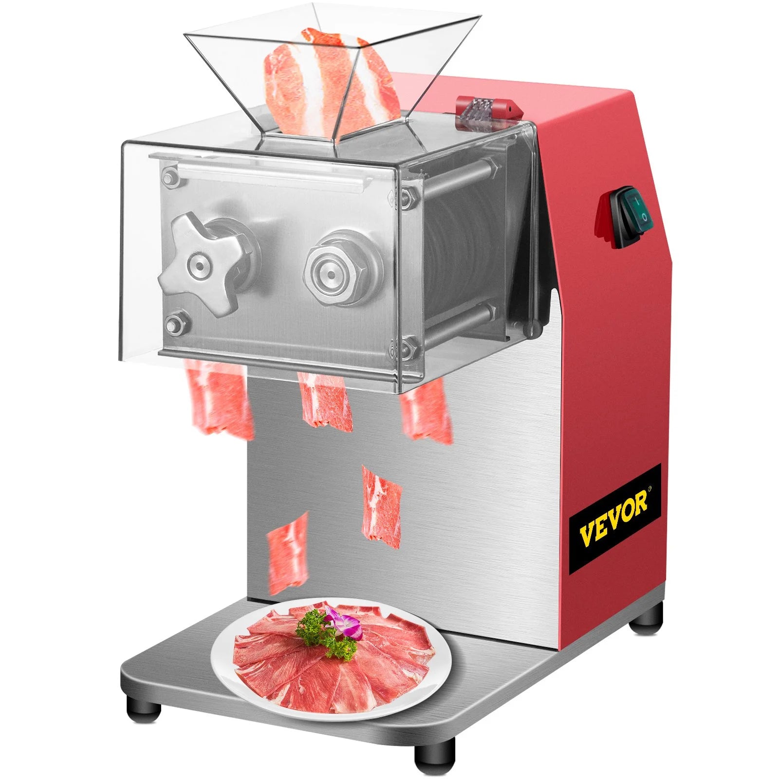 Red Electric Stainless Steel Meat Cutter with 3.5mm Blade Y109217