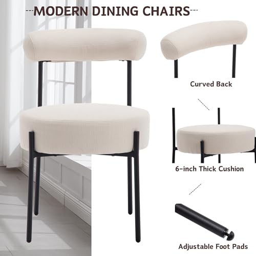 Beige Linen Fabric Dining Chairs Set of 2 R95021