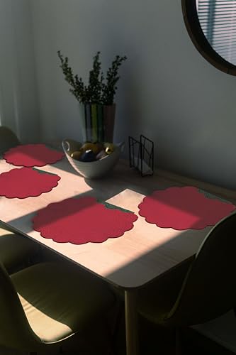 Red & Green Quilted 100% Cotton Round Christmas Placemat 17" Z51343