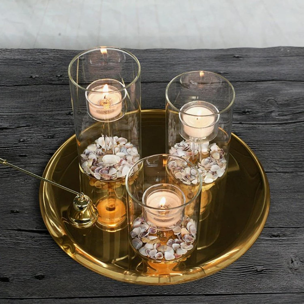 Clear Cylinder Hurricane Glass Candle Holder Set of 3 A55748