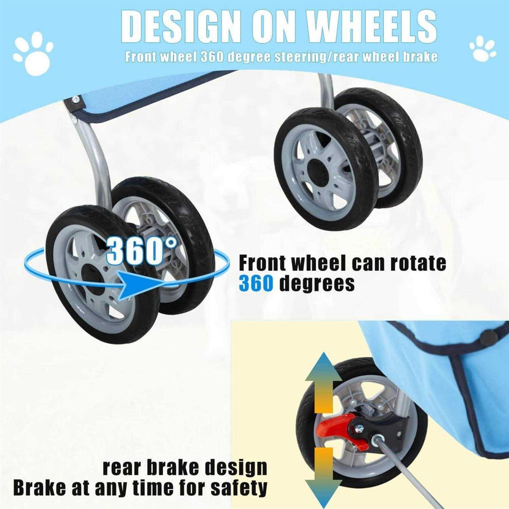 Foldable Pet Stroller with Cup Holders and Storage Basket H48718