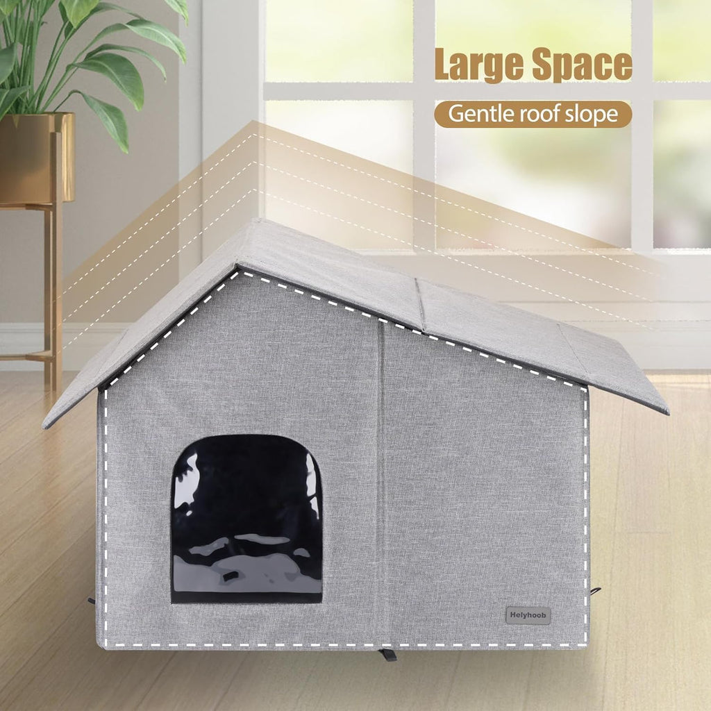 Outdoor Cat House Weatherproof Collapsible with Soft Warm Mat (20''*13''*16'') F999