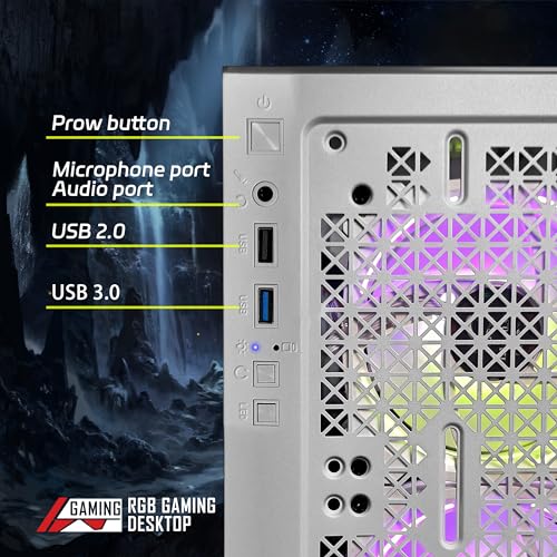 Gaming Desktop PC, Radeon RX 580 16G GDDR5, Intel Core i7-6700 up to 4.0G, 32G DDR4, 2T SSD, 600M WiFi, BT 5.0, RGB Fan x 3, RGB Keyboard & Mouse, RGB Mouse Pad, RGB BT Sound Bar, W10H64 W25729