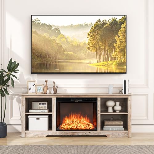 Black 70-inch Wooden Electric Fireplace TV Stand with Remote Control Q956