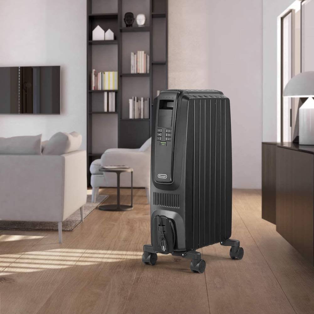 Oil-Filled Radiator Space Heater, 1500W, Adjustable Thermostat, 3 Heat Settings, Timer K513922