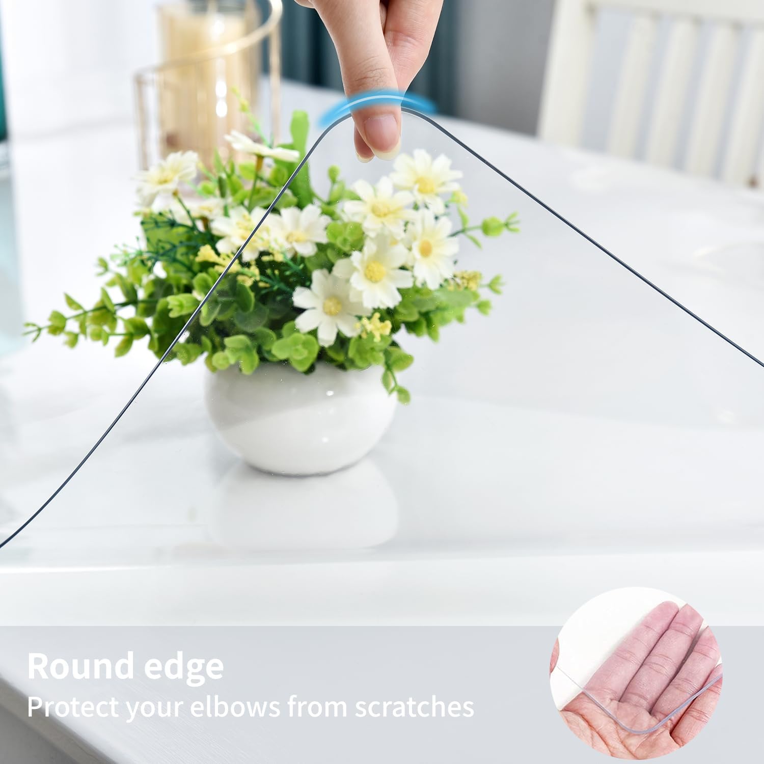 Clear Desk Mat, Non-Slip PVC Desk Protector with Round Edge (47.2"*23.6") W361