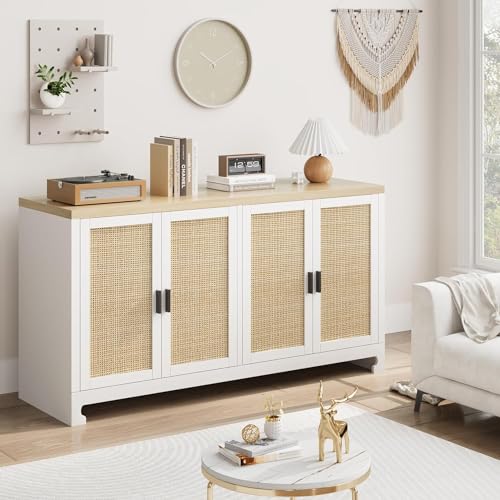 White Rattan 4 Door Storage Cabinet M466783