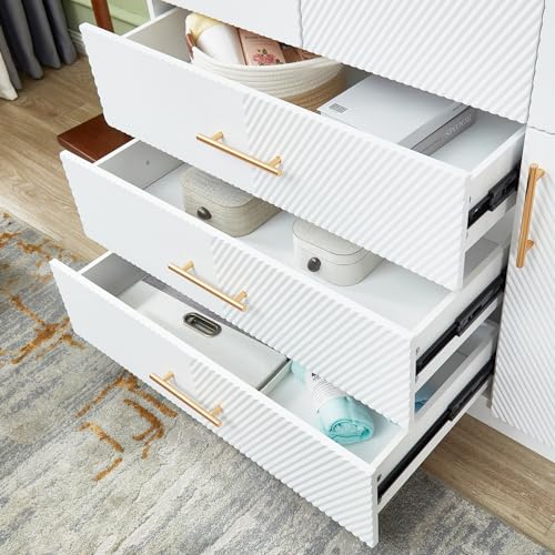 White 4 Doors 3 Drawers Wooden Closet Cabinet Wardrobe Armoire B133