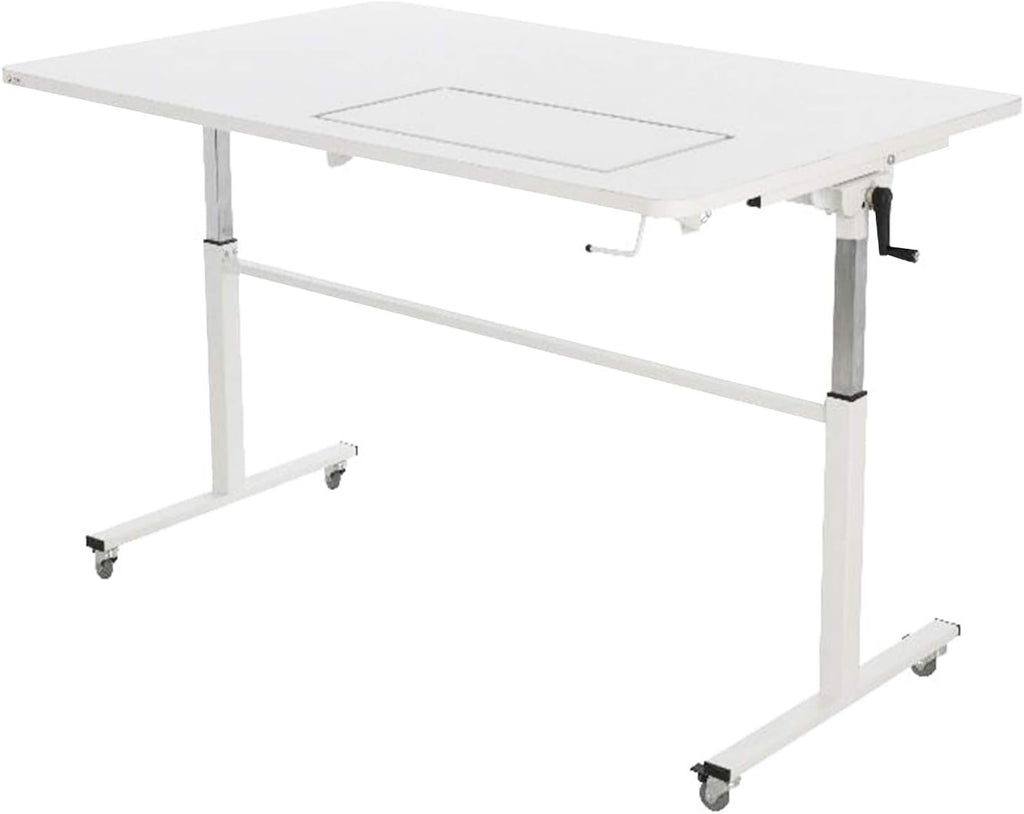 White Height Adjustable Cutting Table Sewing Workstation P586