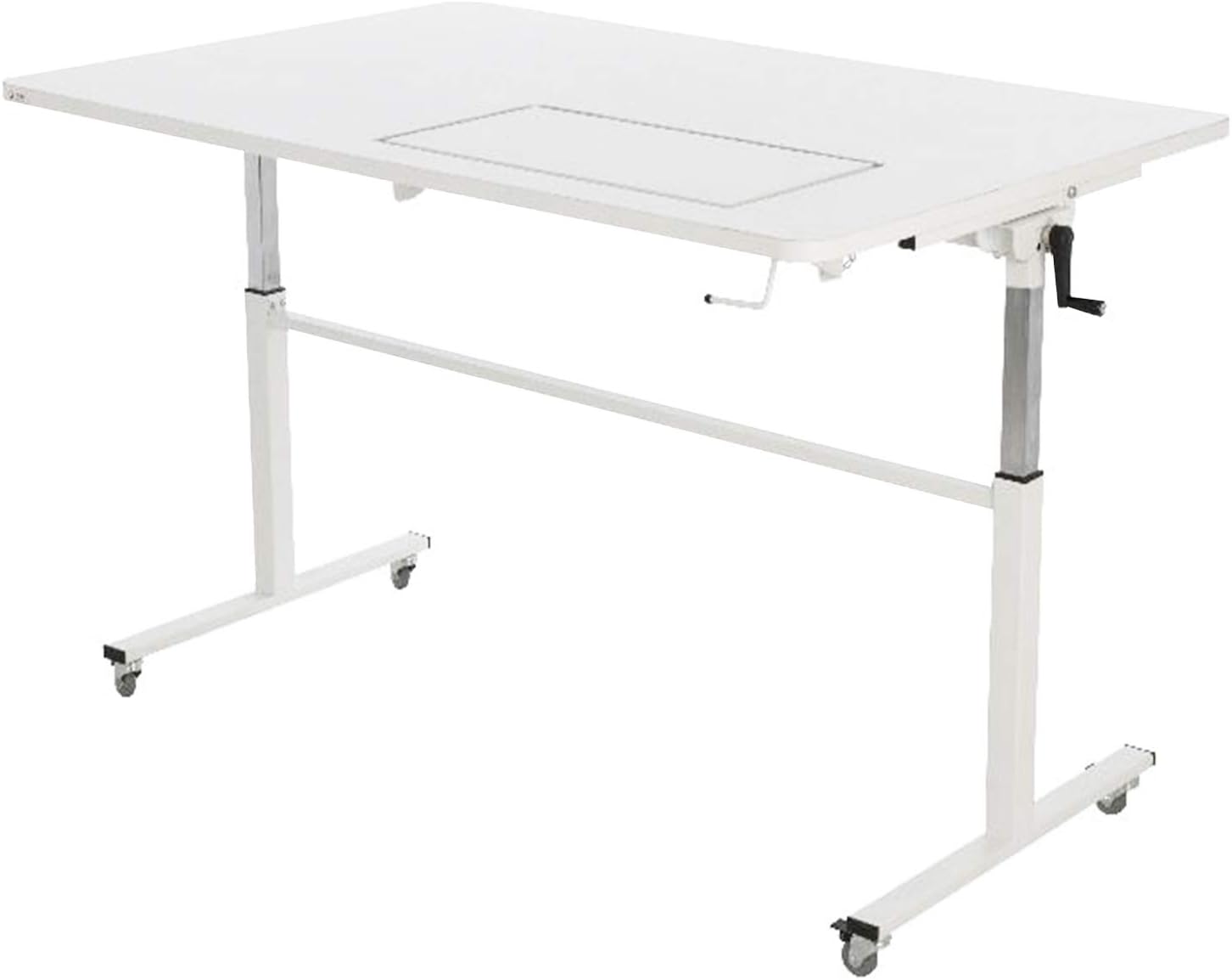 White Height Adjustable Cutting Table Sewing Workstation P586