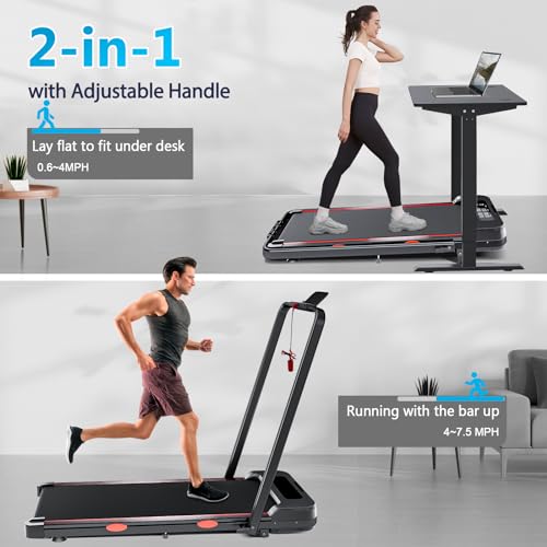 3 in 1 Walking Pad Treadmill with Handle Bar & Incline, 300 lb Capacity, 2.5HP G83661