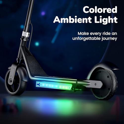 Electric Scooter for Kids, 150W Motor, LED Display, 3 Speeds Adjustable, 3 Adjustable Heights, Colorful Lights, Double Brake, Magnetic Charging J8416