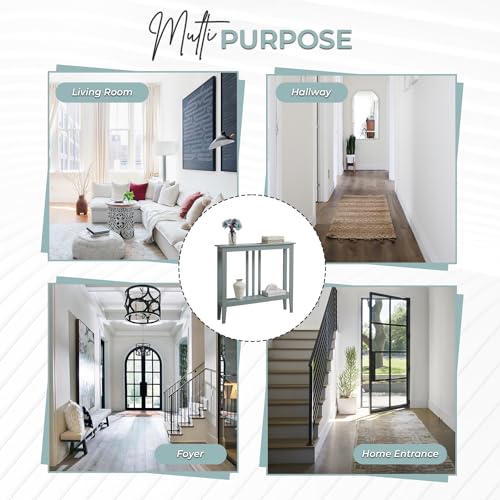 Teal Narrow Console Table with Storage W766