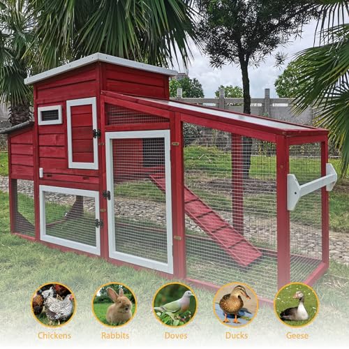 White Wooden Chicken Coop with Wheels G282
