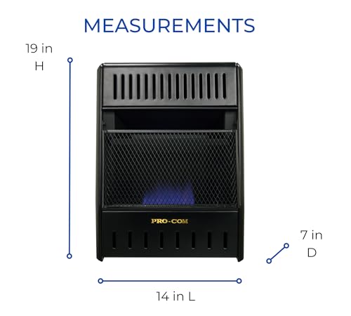 Ventless Propane Gas Blue Flame Space Heater, 10000 BTU, Black B179