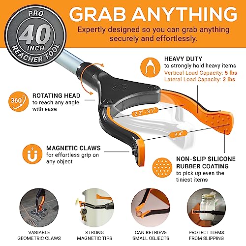 Folding Grabber Reacher 43 Inch with Rotating Head and Extra Long Handle A993