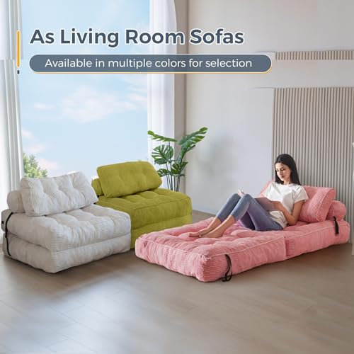 Pink Folding Sofa Bed with Pillow J1779
