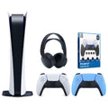Playstation 5 Digital Edition Console with Blue Controller, Black PULSE 3D Headset and Surge FPS Grip Kit L123