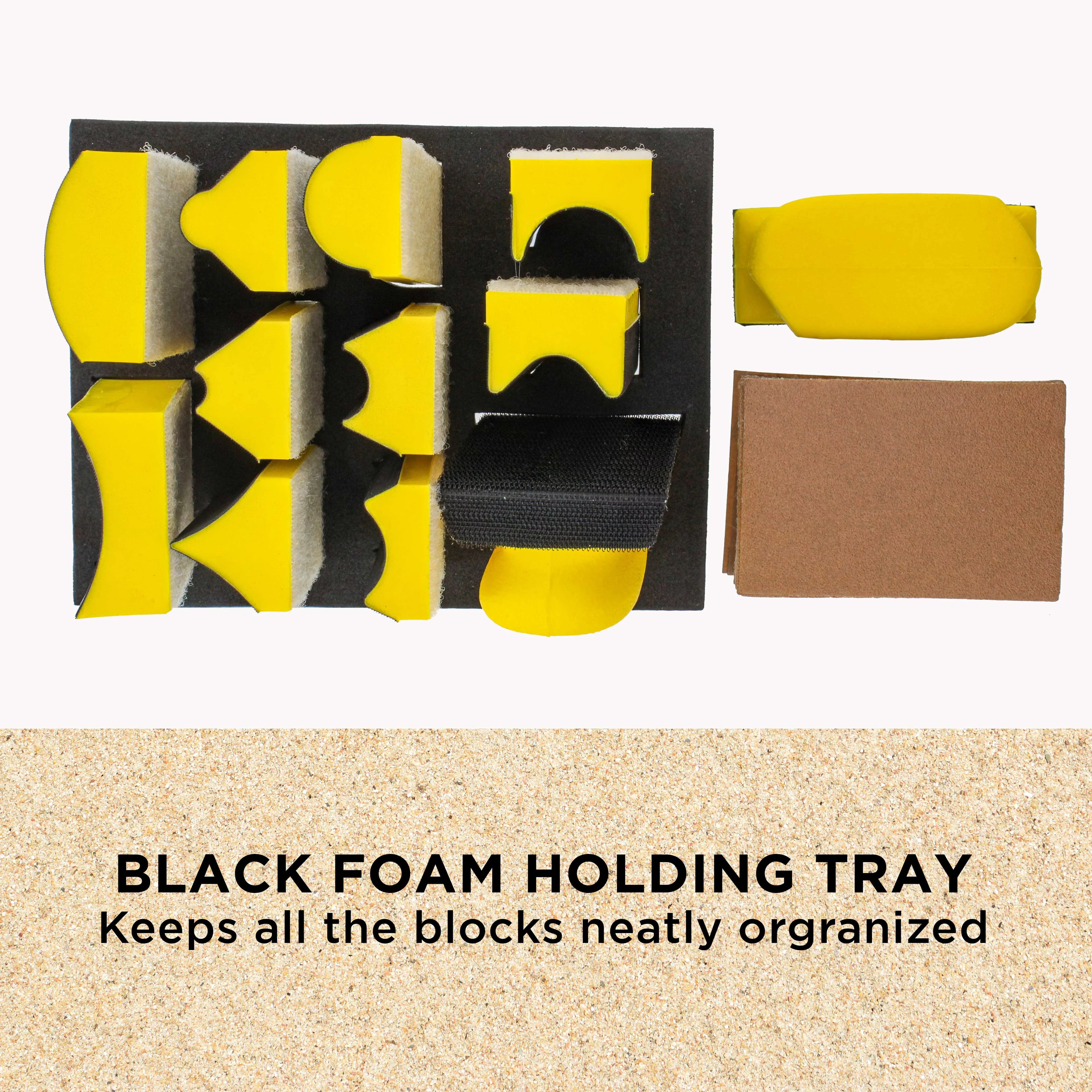 12-Piece Contoured Hand Sanding Block Set with 40 Sheet Hook & Loop Sandpaper Kit M470692