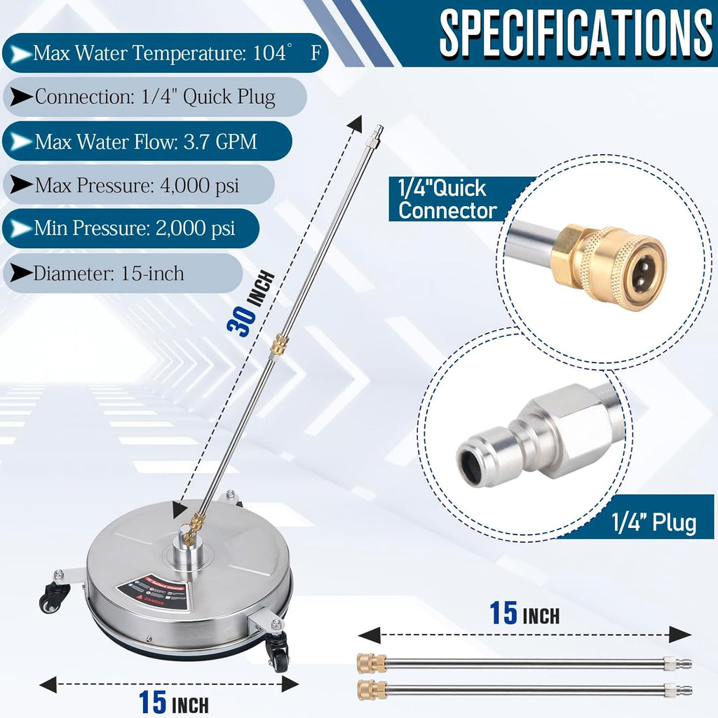 15 inch Surface Cleaner with 3 Wheels 4000 PSI T71376