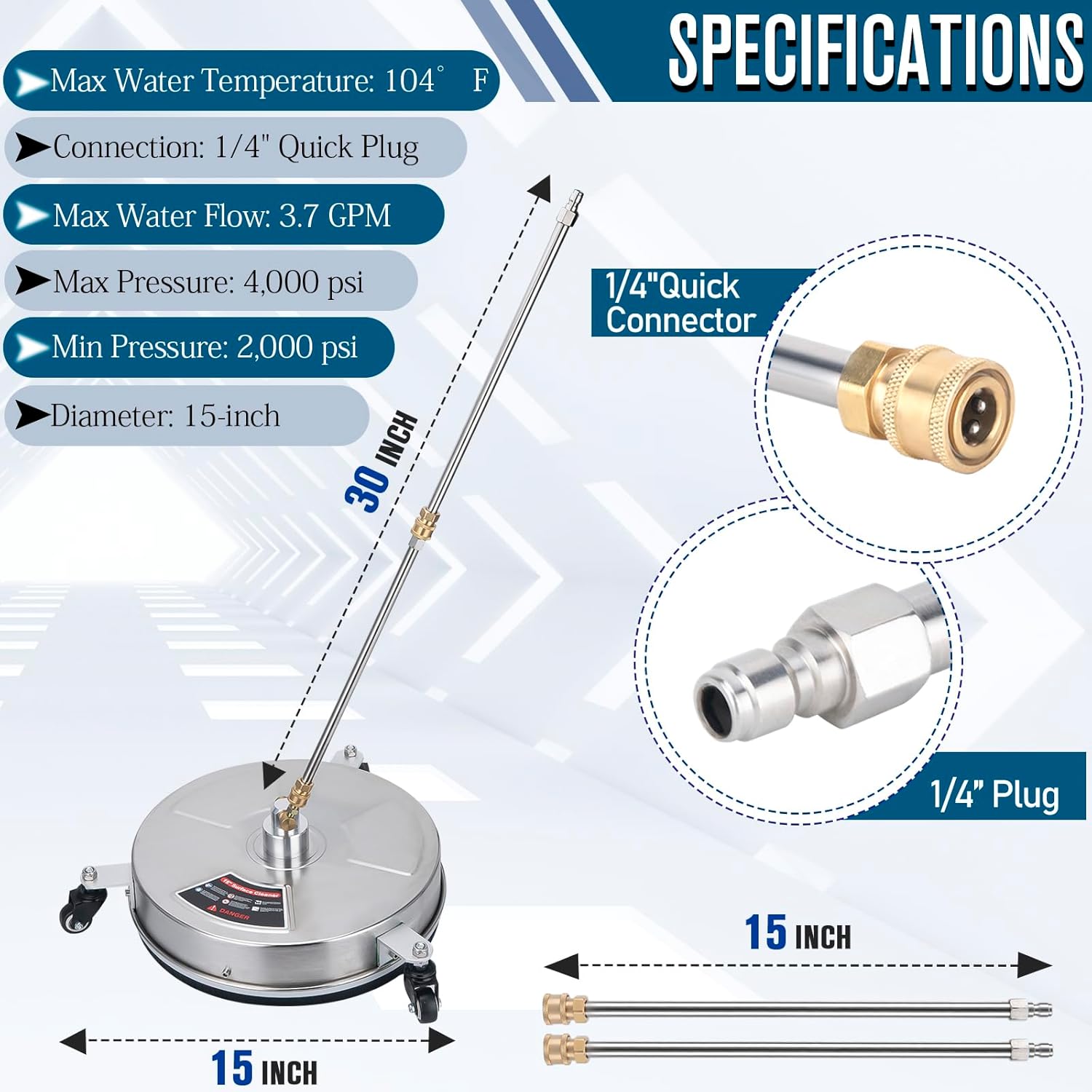 15 inch Surface Cleaner with 3 Wheels 4000 PSI T71376
