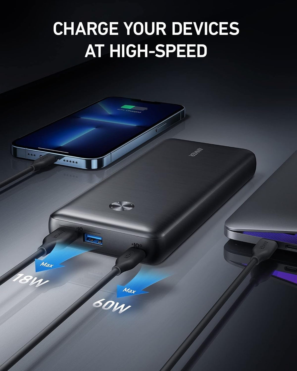 Portable Charger 25,600 mAh 65W PD Wall Charger Battery Pack I882590