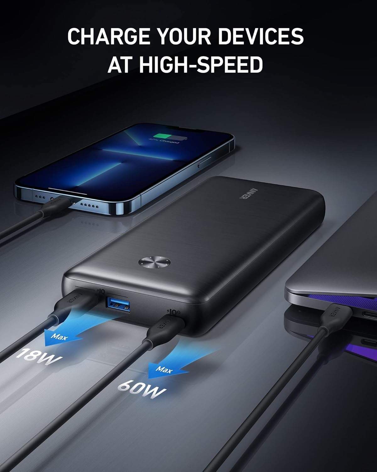 Portable Charger 25,600 mAh 65W PD Wall Charger Battery Pack I882590