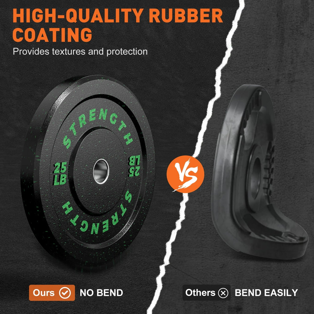 Olympic Bumper Plates, 10lb to 55lb Weights, High-Bounce Rubber Weight Plates U7790