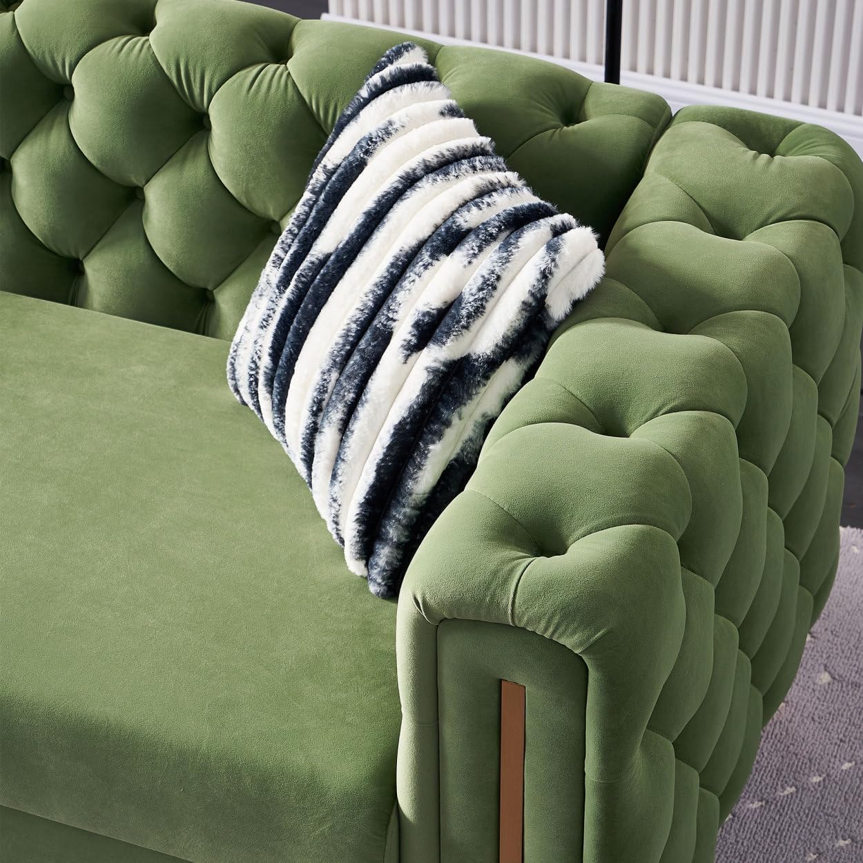 Mint Green Velvet Tufted Sofa F540
