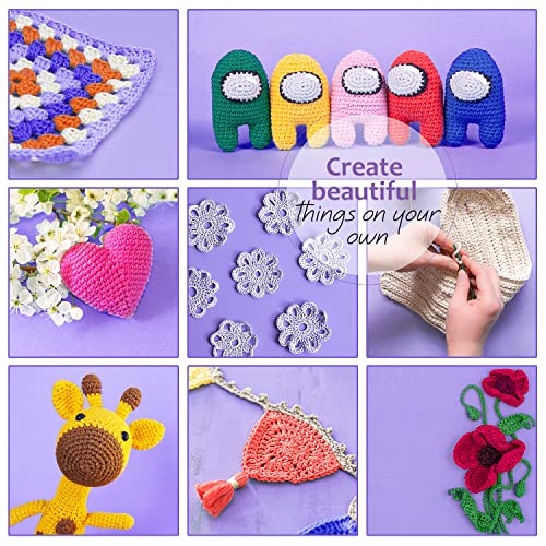 43 Piece Crochet Kit with 9 Crochet Hooks Set and 55 Yards of Yarn, Canvas Tote Bag N2059
