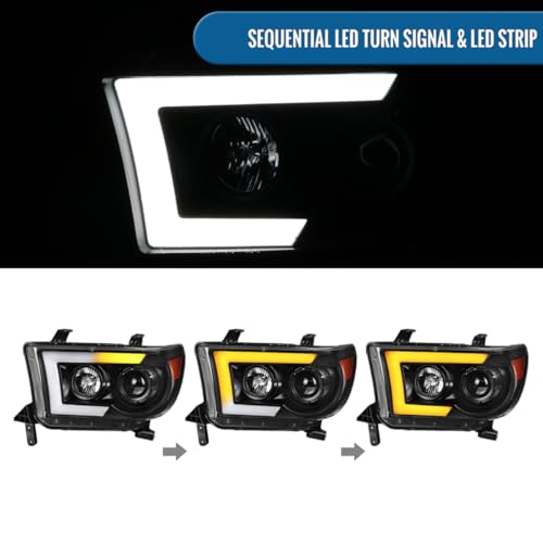 Black Projector Headlights Pair for Toyota Tundra Sequoia Z252931
