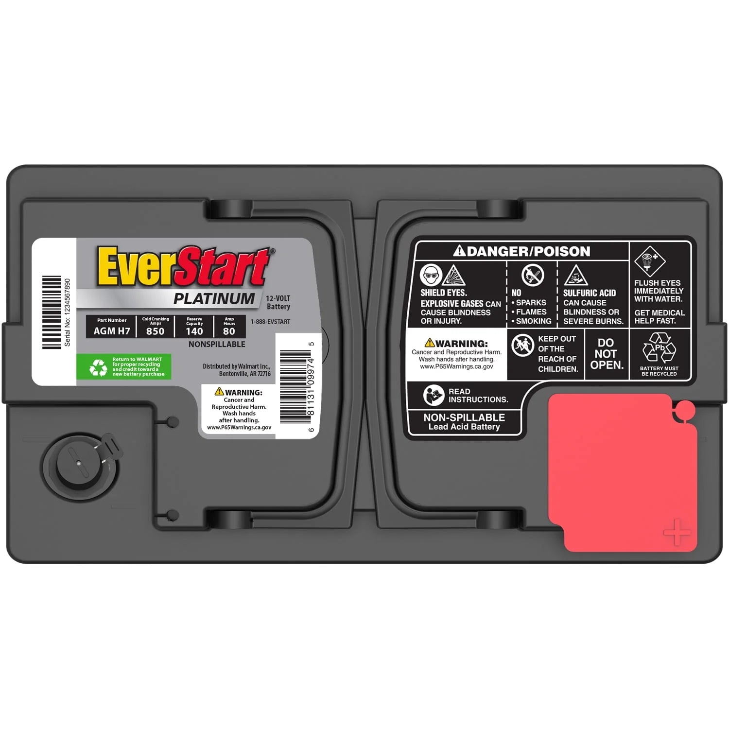 Platinum AGM Automotive Battery, Group Size H7 / LN4 / 94R 12 Volt, 800 CCA 140 RC Q71190
